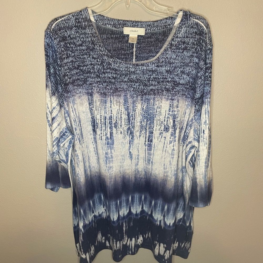 CJ Banks blue patterned shirt
